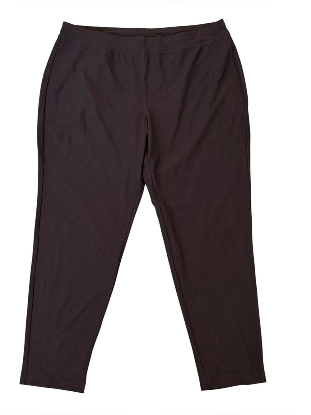 Eileen Fisher Washable Stretch Crepe Pull On Ankle Pants Size XL Tapered Brown